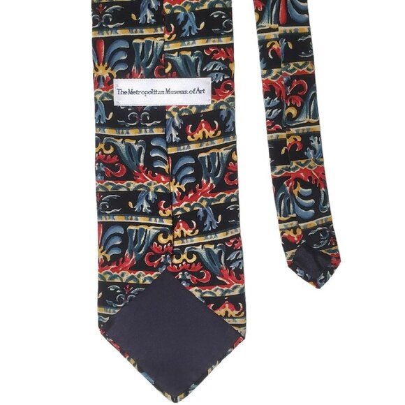 Metropolitan Museum Of Art Silk Necktie Horizonal Pattern Blue Red Gold Tribal - Picture 3 of 8